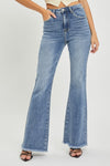 Jenny High Rise Vintage Frayed Hem Flare Jeans