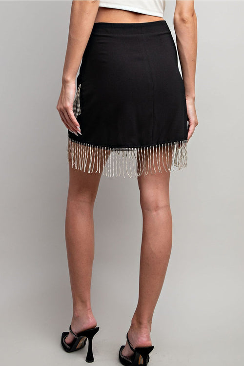 Bejeweled Fringe Mini Skirt