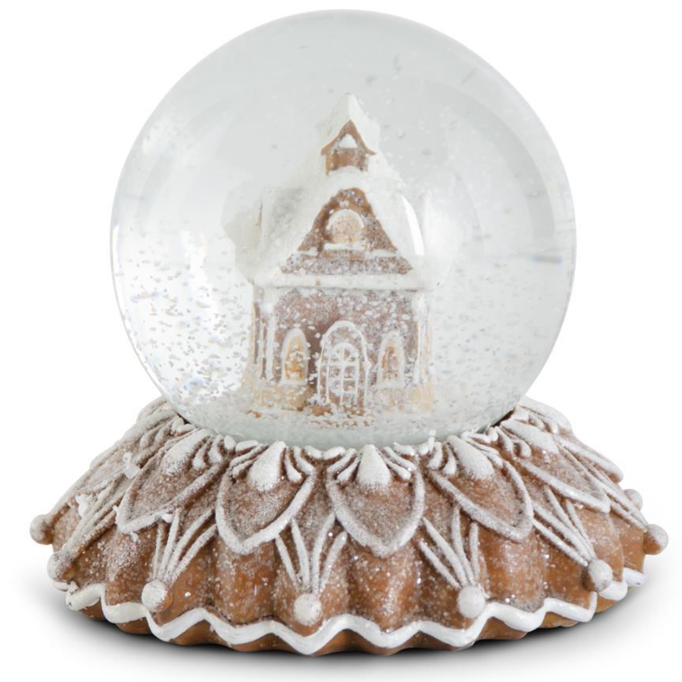 5" Glittered Gingerbread House Snow Globe