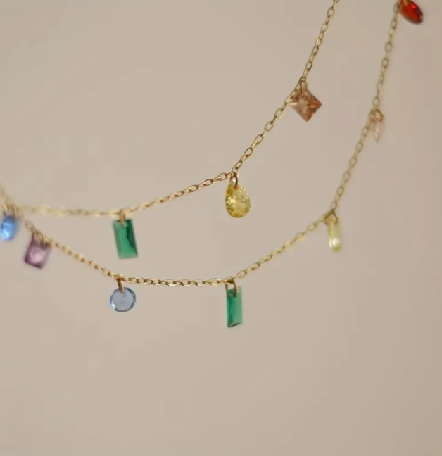 Colored Tiny Charms Necklace | Hypoallergenic