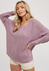 Front Seam Purple Sweater Top