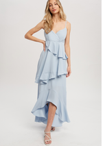 Chambray Ruffle Maxi Dress