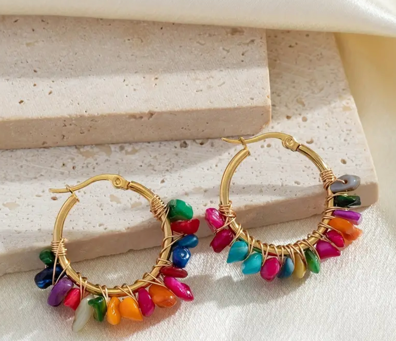 Crystal Girl Hoop Earrings (6 colors)