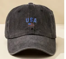 Unisex Black USA Baseball Cap