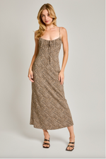 Animal Print Front Tie Maxi Dress