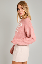 Pink Bow Cropped Sweater