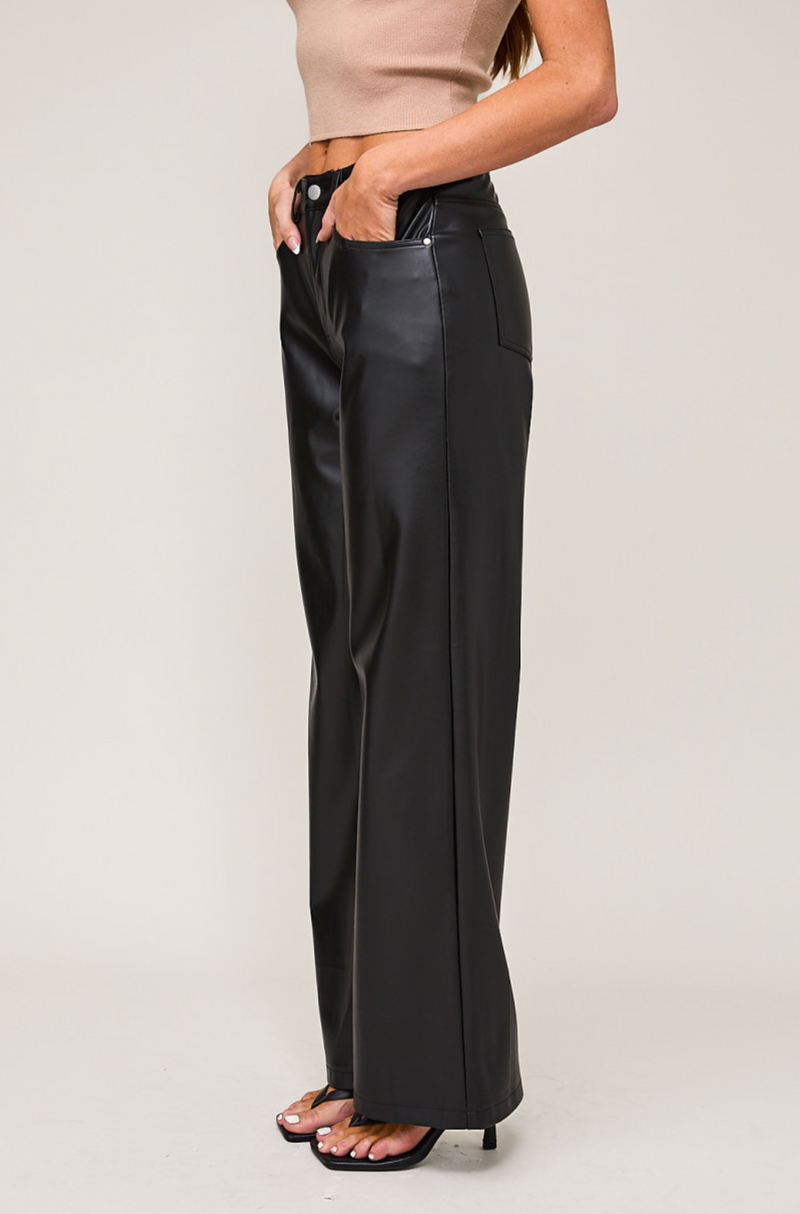 Black  Faux Leather Pants