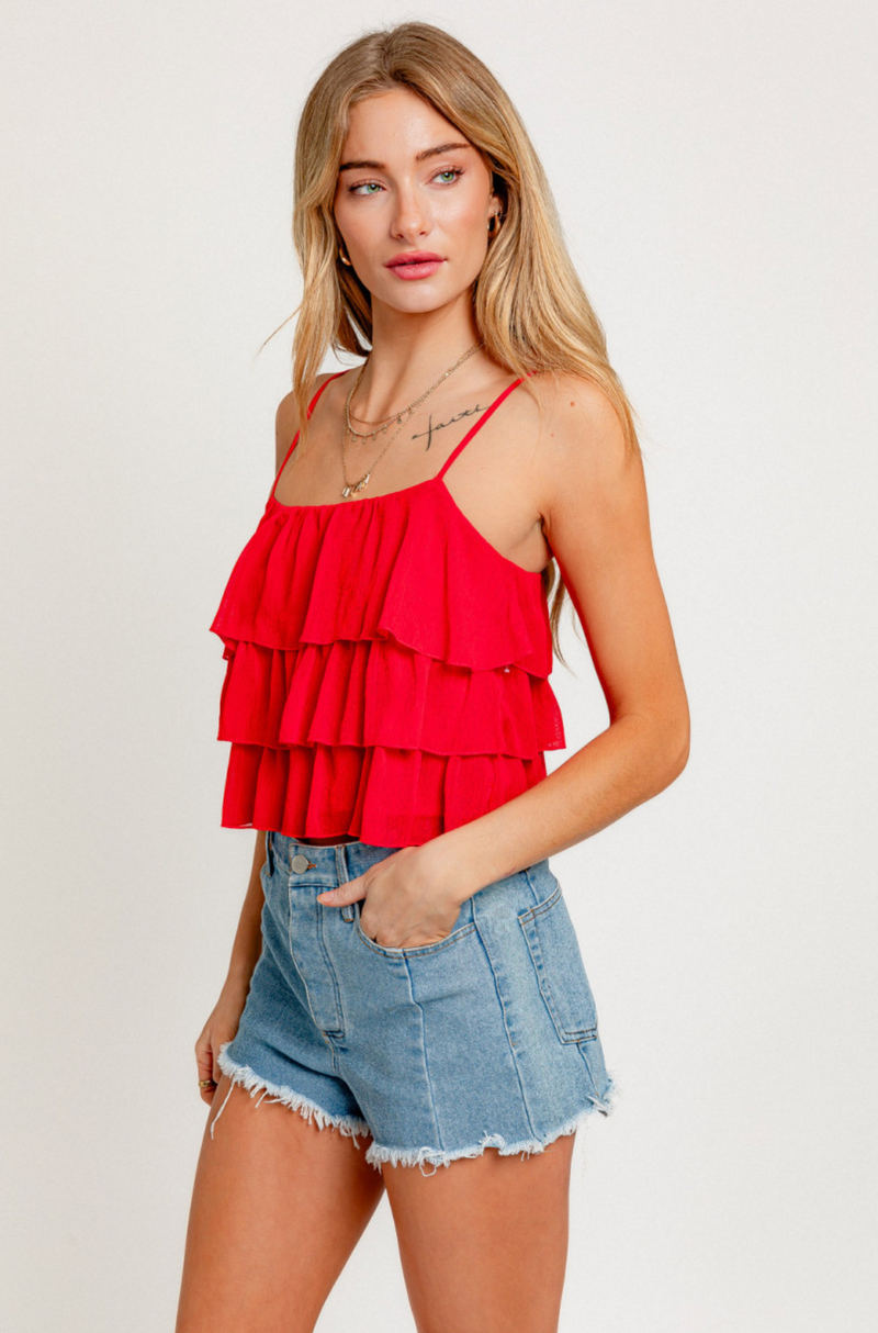 Red Ruffle Tank Top