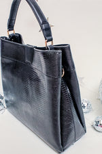 Tati Textured Black Shoulder Bag