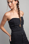 Black Denim Strapless Top