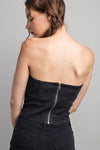 Black Denim Strapless Top