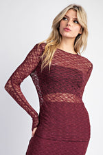 Samantha Plum Lace Long Sleeve Top