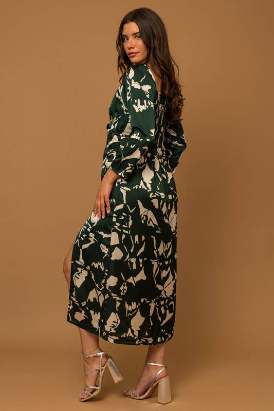 Hunter Green Wrap Midi Dress