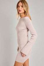 Boat Neck Back Tie Detail Sweater Dress