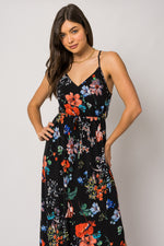 Black Coral Floral Maxi Dress (S-3XL)