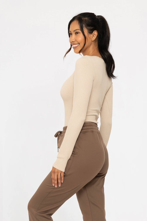 Seamless Ribbed Oat Milk Top