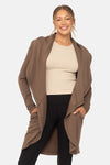 Brown Fleece Lined Open Cardigan