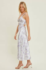 Satin Lavender Floral Dress