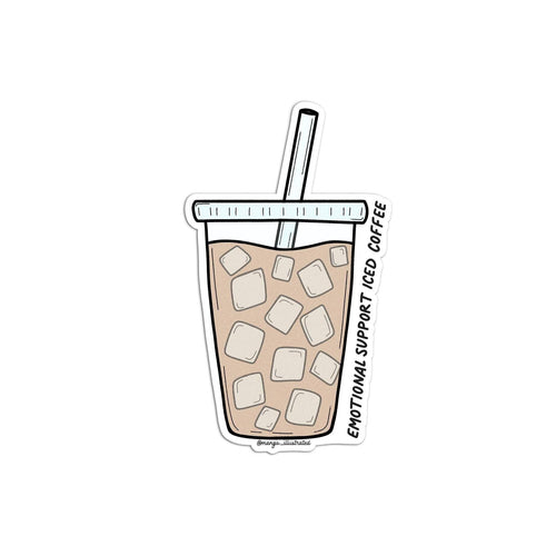 Emotional support iced coffee sticker