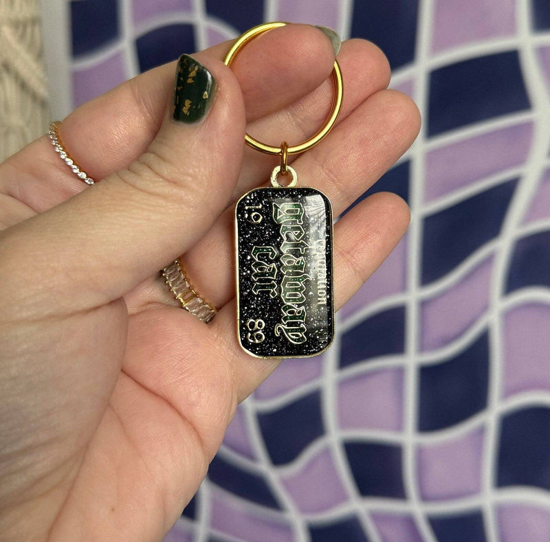 Getaway Car Glitter Enamel Keychain