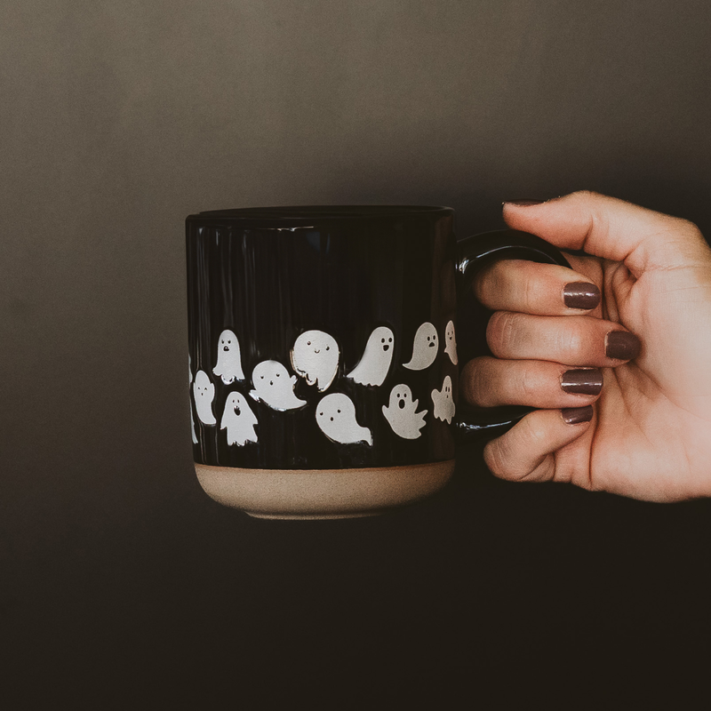 Ghost Pattern Stoneware Coffee Mug