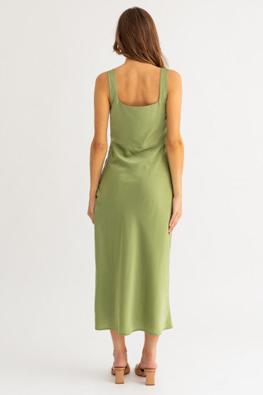 Selena Green Satin Dress