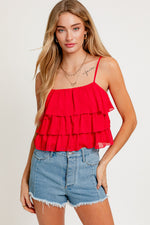 Red Ruffle Tank Top