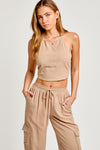 Linen Taupe Halter Top