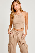 Linen Taupe Halter Top