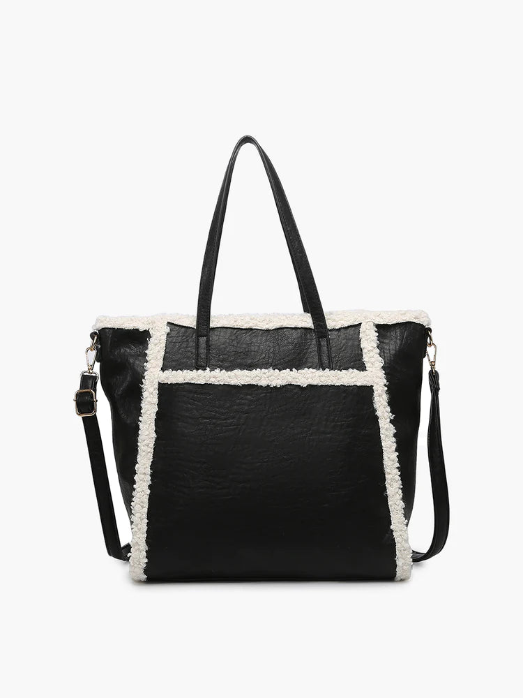 Lola Black Sherpa Trim Tote