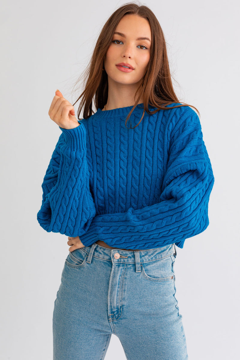 Buffalo Blue Cable Knit Sweater