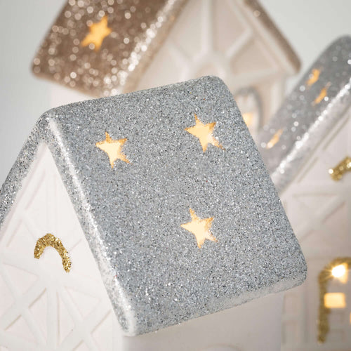 Ceramic Led Glitter Holiday Houses (3 sizes)