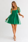 Evergreen Puff Sleeve Dress
