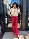 Red Wine Faux Leather Pants