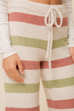 Ivory Sage Color Stripe Fuzzy Sweater Pants