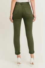 Olive Distressed Relaxed Skinny Jeans