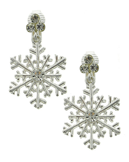 Snowflake Rhinestone Clip-On Earrings