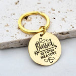 Blessed Beyond Measure Religious Gold Key Fob