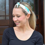 Teal and White Knotted Headband