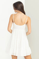 Boho White Smocked Babydoll Mini Dress