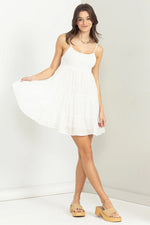 Boho White Smocked Babydoll Mini Dress