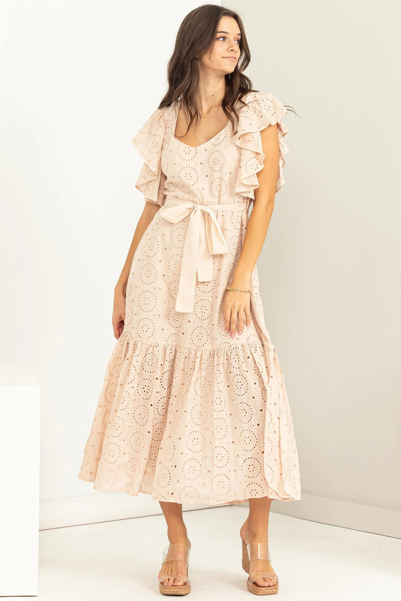 Be My Lover Eyelet Tie-Detail Maxi Dress