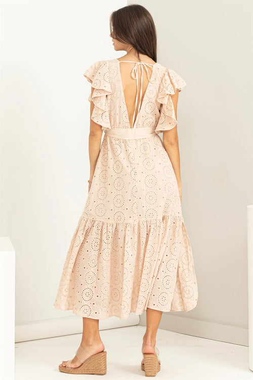 Be My Lover Eyelet Tie-Detail Maxi Dress