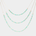 Teal Faceted Beaded Triple Layered Necklace