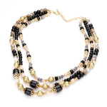 Large Beaded Layered Necklace w/ Earrings