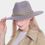 Panama Hat with Metal Chain Detail