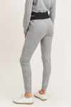 Grey Terry Cotton Skinny Joggers with Zippered Pockets