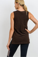 Chocolate Brown Sleeveless Pocket Shirt