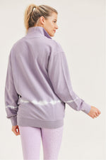 Dusty Lavender Half-Zipper Longline Tie-Dye Pullover