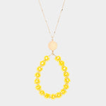 Yellow Flower Cluster Faceted Bead Necklace